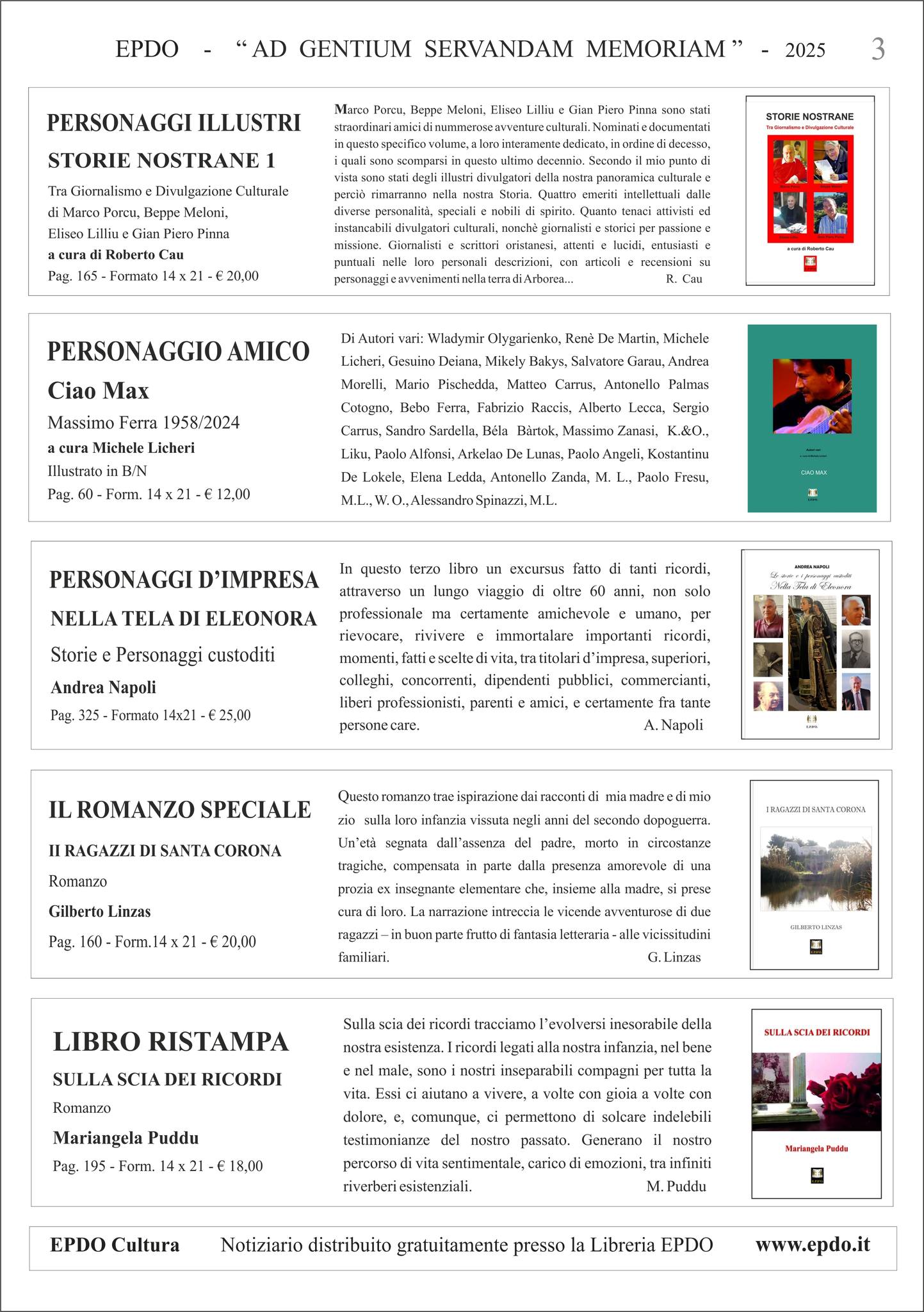 Notiziario Culturale EPDO Oristano